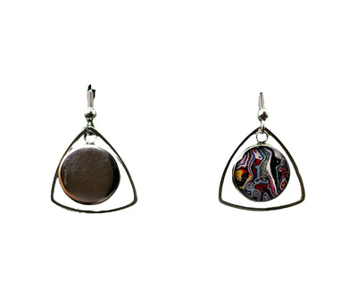 Circle dangle earrings inside triangle