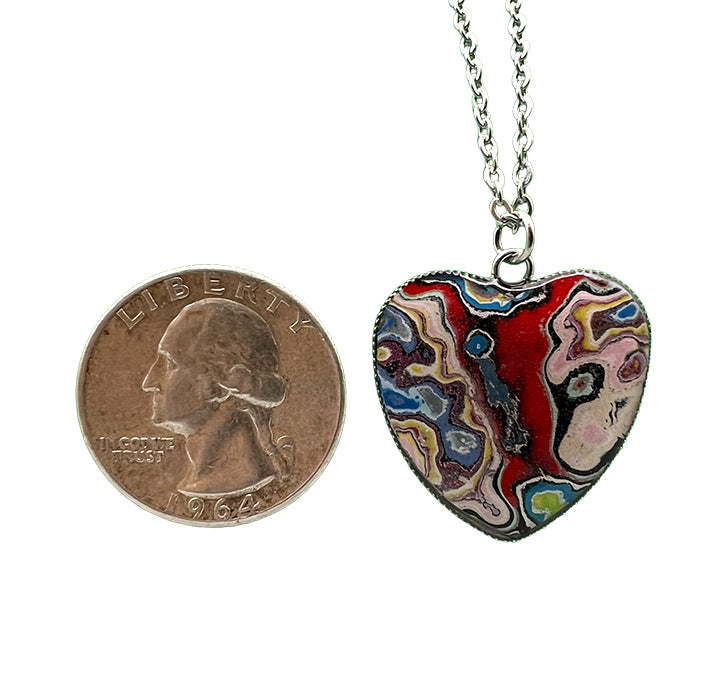 Heart Charm (1") and Necklace 18" Stainless Steel