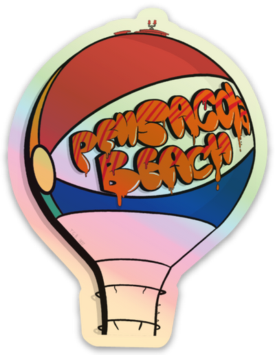 Pensacola Beach Ball Sticker (Graffiti Style)