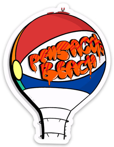 Pensacola Beach Ball Sticker (Graffiti Style)
